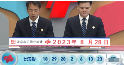 福彩七乐彩第2023099期开奖直播截图